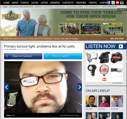 NJ 101.5 - Dan Alexander / NJ Primary Coverage - June 6, 2017 Shows Scott Roth / Changing Optics 